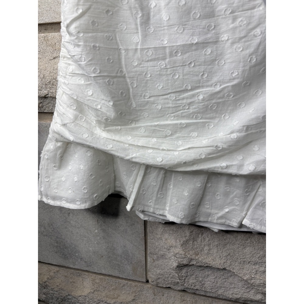 Princess Polly White Swiss Dot Ruched Ruffle Mini Skirt Womens US 12 NWT - Picture 4 of 11